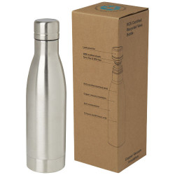 Bouteille isotherme Vasa en acier inoxydable recyclé certifié RCS de 500 ml avec isolation par le vide et couche de cuivre