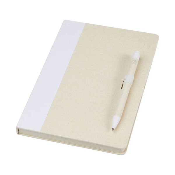 Ensemble carnet de notes format A5 et stylo bille, à partir de briques de lait recyclées, Dairy Dream