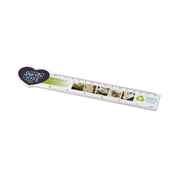 Règle en plastique Tait de 15 cm en plastique recyclé en forme de cœur