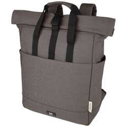 Sac à dos pour ordinateur portable Joey de 15 L en toile recyclée GRS 15 pouces avec dessus enroulable