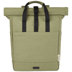 Sac à dos pour ordinateur portable Joey de 15 L en toile recyclée GRS 15 pouces avec dessus enroulable