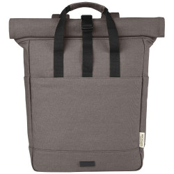 Sac à dos pour ordinateur portable Joey de 15 L en toile recyclée GRS 15 pouces avec dessus enroulable