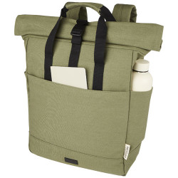 Sac à dos pour ordinateur portable Joey de 15 L en toile recyclée GRS 15 pouces avec dessus enroulable