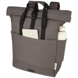 Sac à dos pour ordinateur portable Joey de 15 L en toile recyclée GRS 15 pouces avec dessus enroulable